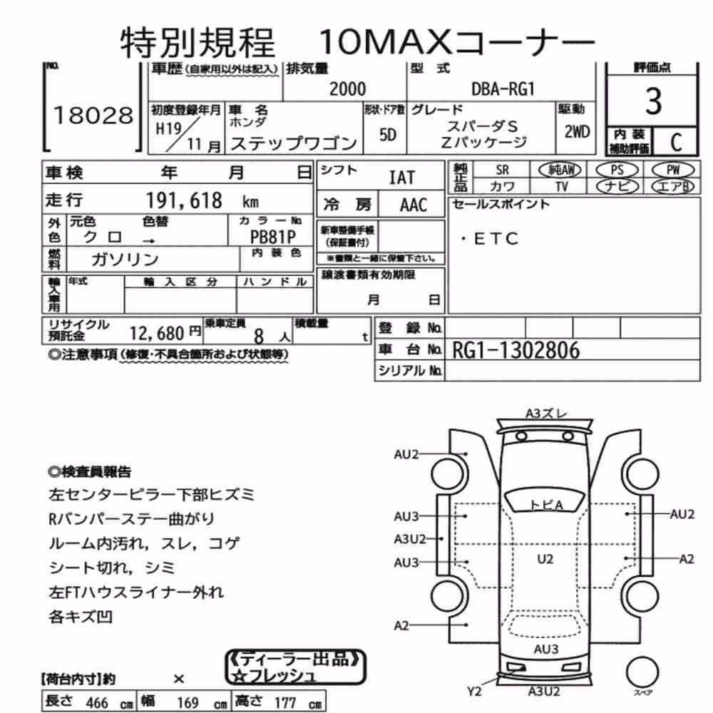 Notka aukcyjna: HONDA STEPWAGON 5D SPADA S Z PACKAGE