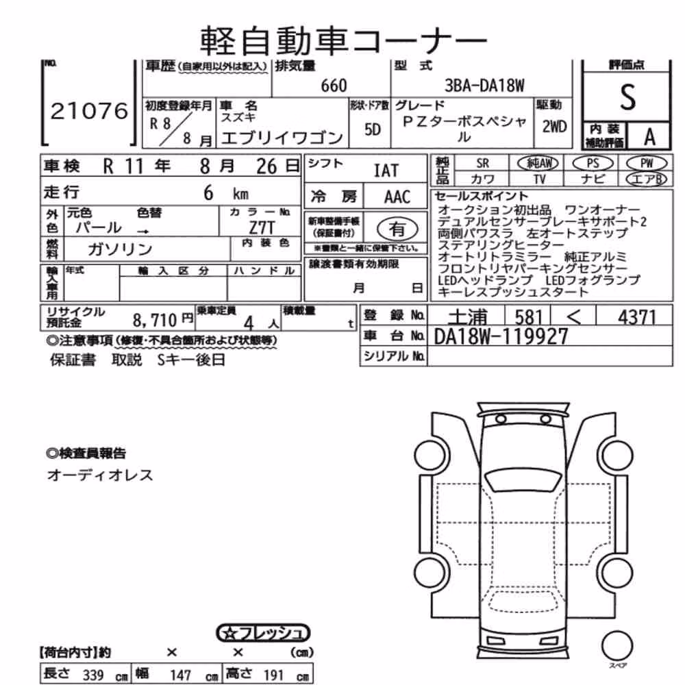 Notka aukcyjna: SUZUKI EVERY WAGON PZ TURBO SPECIAL