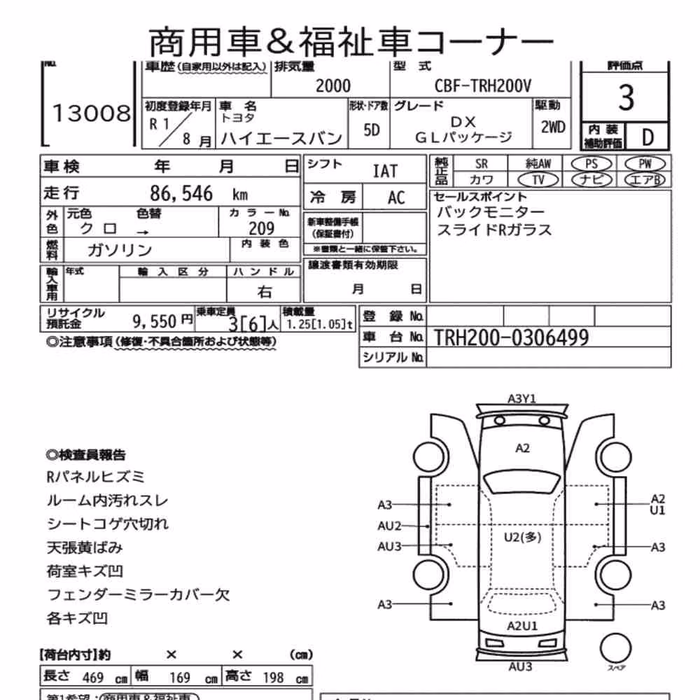 Notka aukcyjna: TOYOTA HIACE VAN 5D DX GL PACKAGE