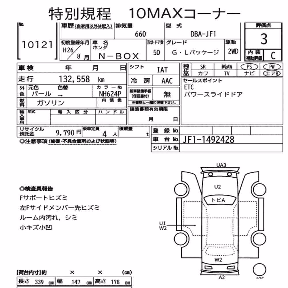 Notka aukcyjna: HONDA N-BOX G・L PACKAGE