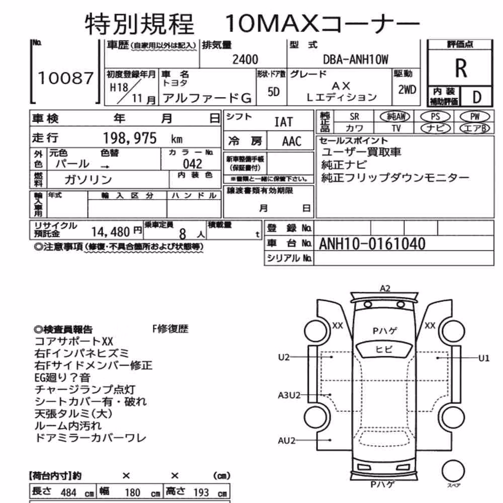 Notka aukcyjna: TOYOTA ALPHARD G AX L EDITION