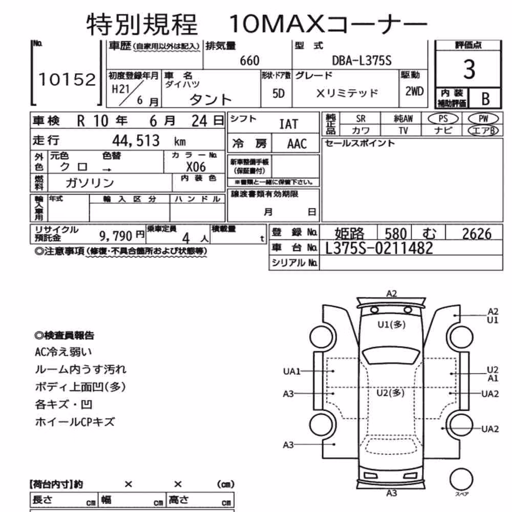 Notka aukcyjna: DAIHATSU TANTO X LIMITED