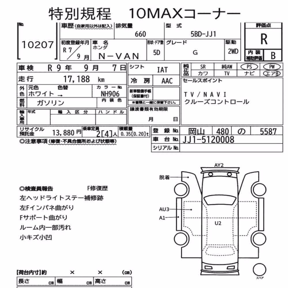 Notka aukcyjna: HONDA N-VAN G
