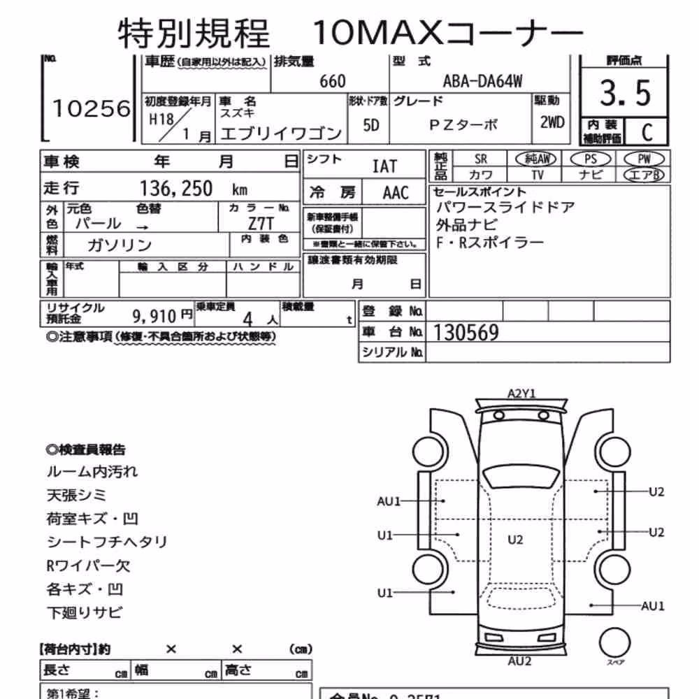 Notka aukcyjna: SUZUKI EVERY WAGON PZ TURBO