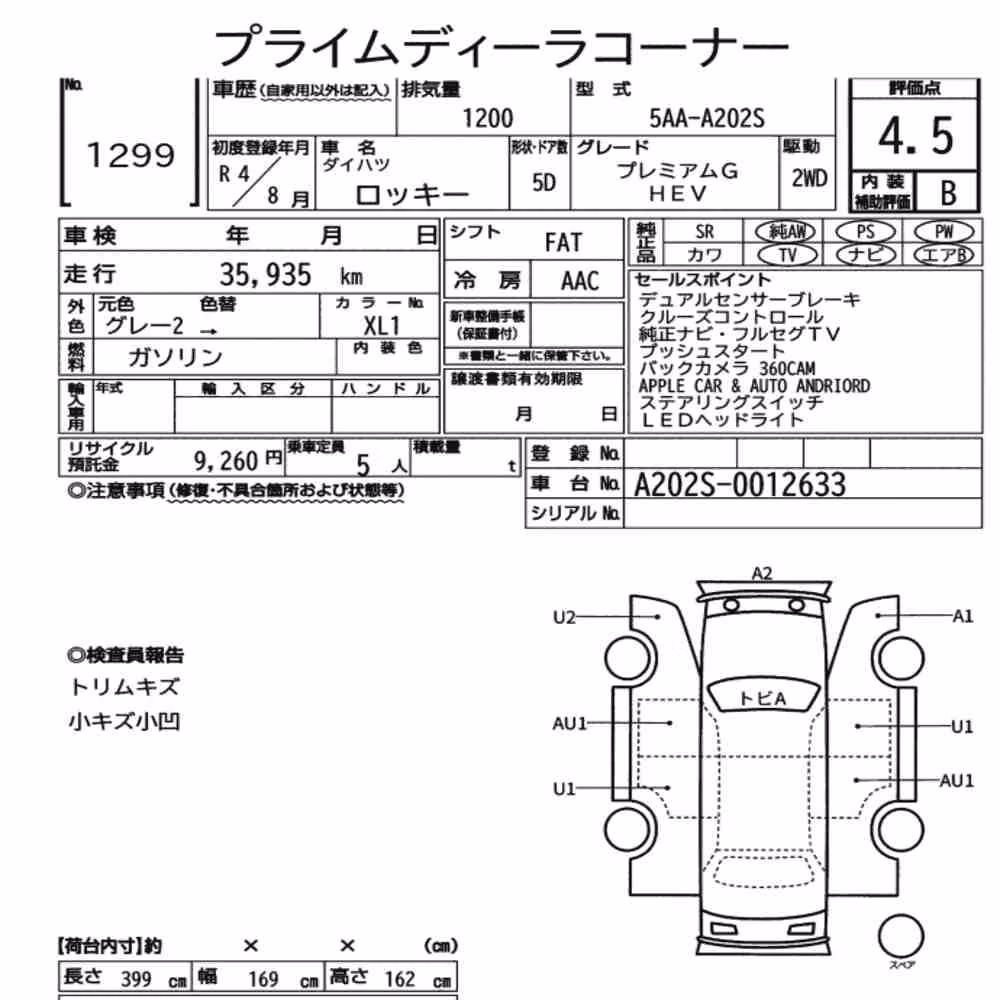 Notka aukcyjna: DAIHATSU ROCKY 5D PREMIUM G HEV