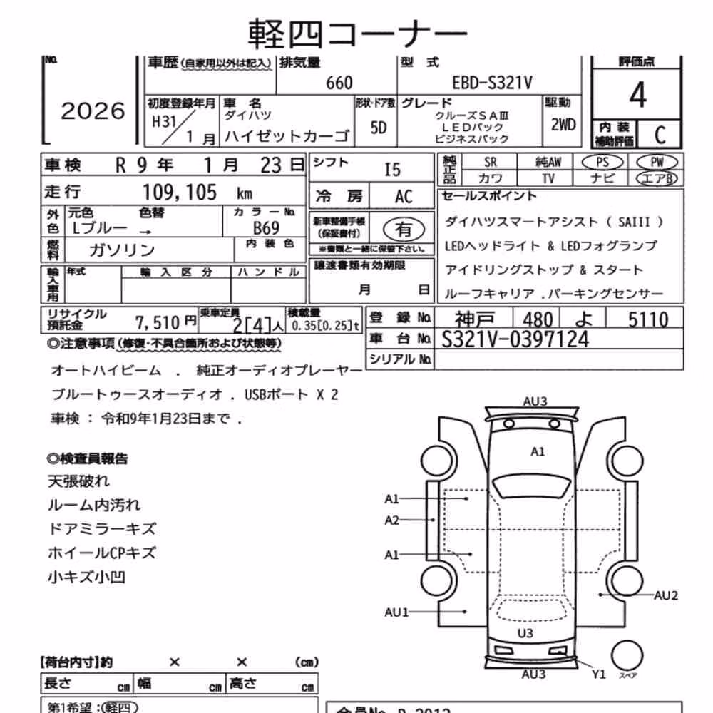Notka aukcyjna: DAIHATSU HIJET CARGO 5D OTHERS