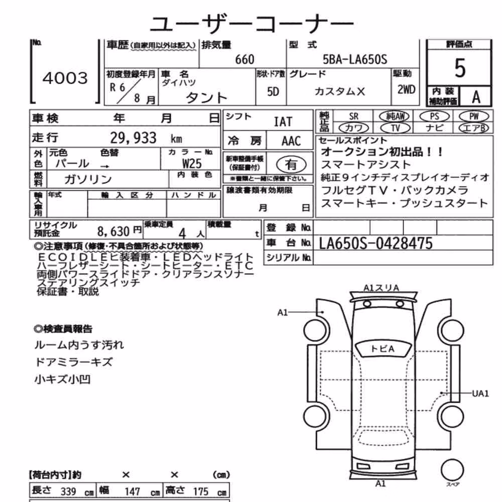 Notka aukcyjna: DAIHATSU TANTO CUSTOM X