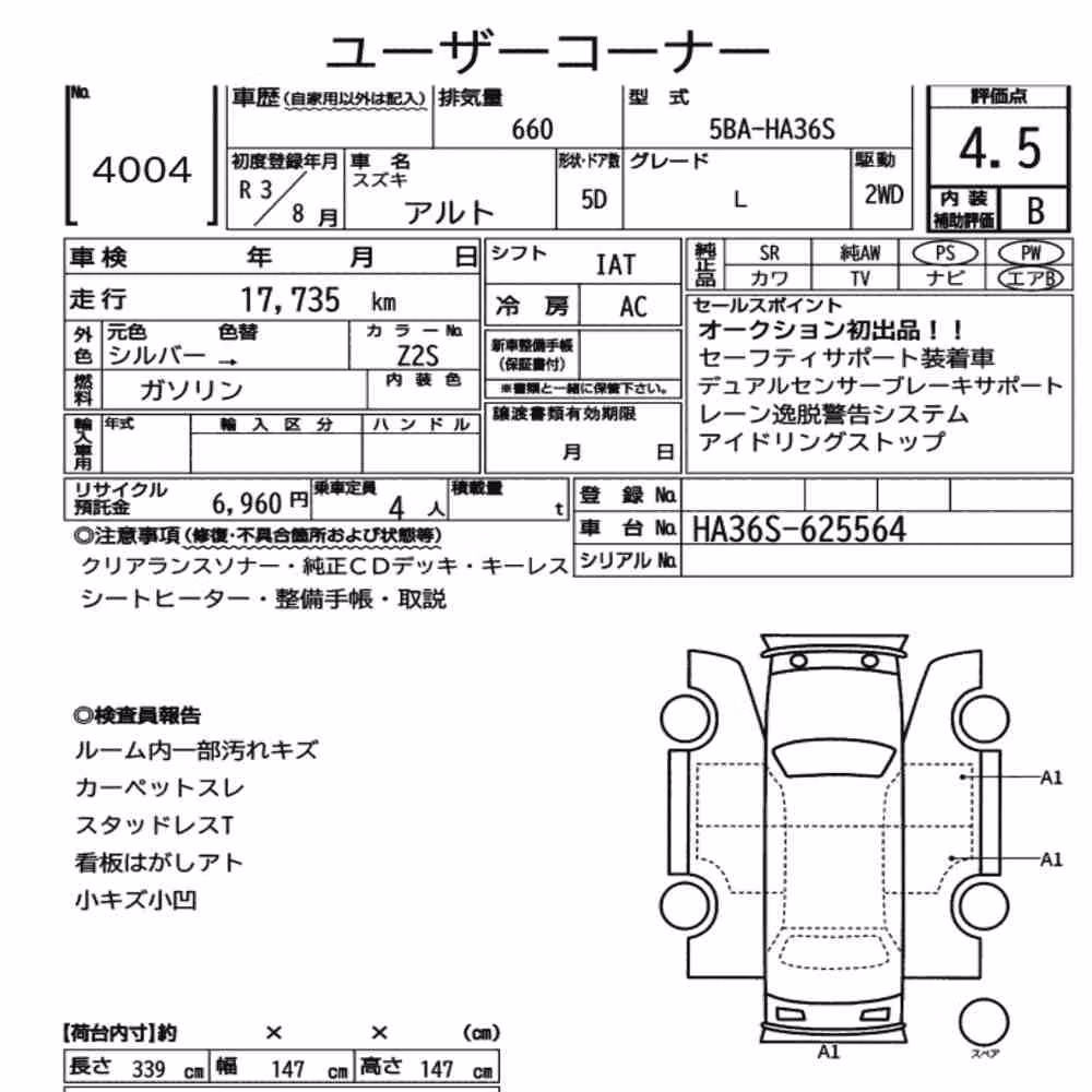 Notka aukcyjna: SUZUKI ALTO 5D L