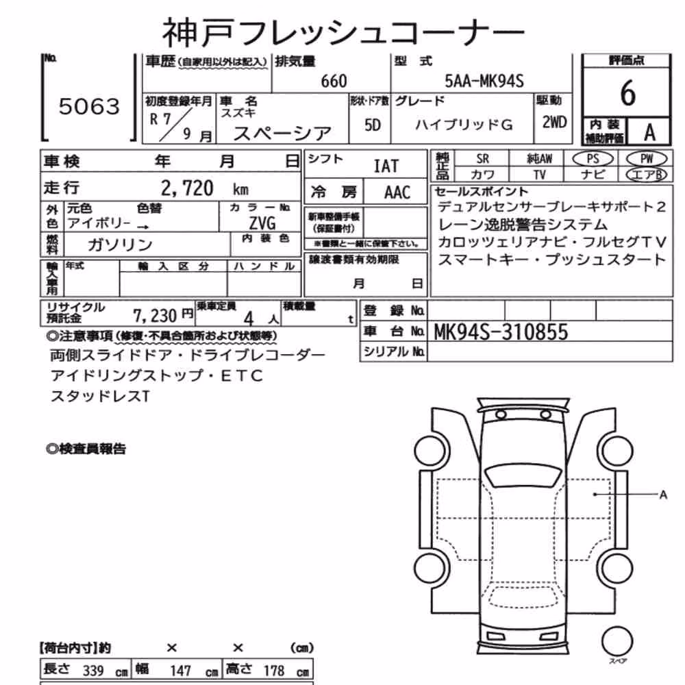 Notka aukcyjna: SUZUKI SPACIA HYBRID G