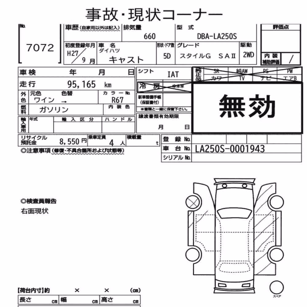 Notka aukcyjna: DAIHATSU CAST STYLE G SAⅡ