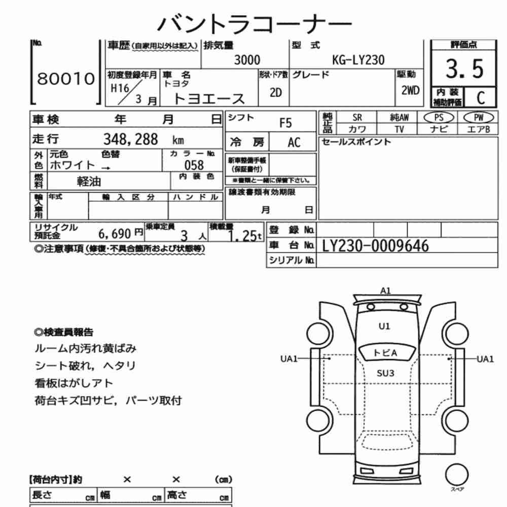 Notka aukcyjna: TOYOTA TOYOACE 2D