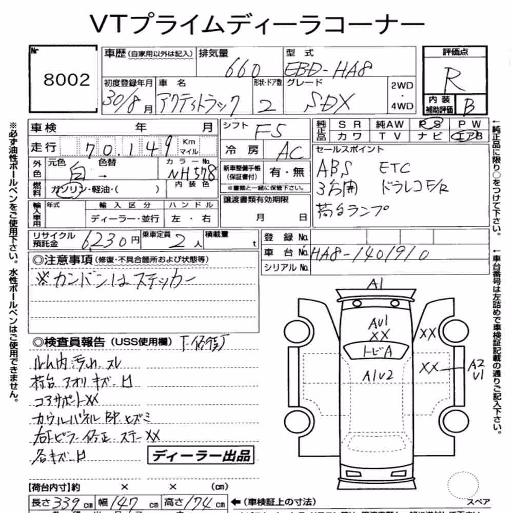 Notka aukcyjna: HONDA ACTY TRUCK SDX