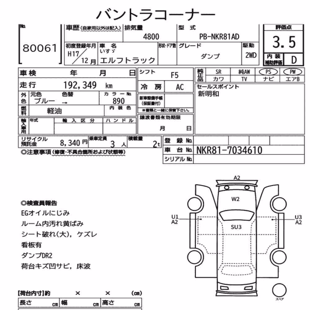 Notka aukcyjna: ISUZU ELF TRUCK DUMP