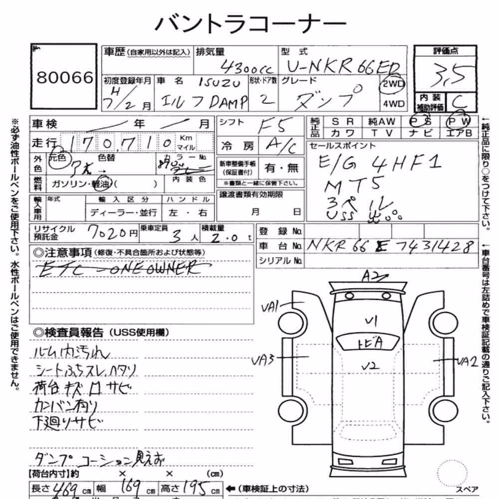 Notka aukcyjna: ISUZU ELF TRUCK 2D DUMP