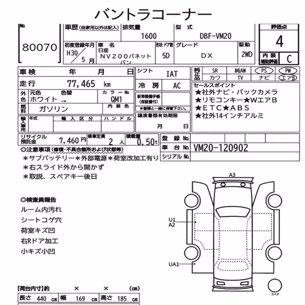 Notka aukcyjna: NISSAN NV200 VANETTE VAN DX