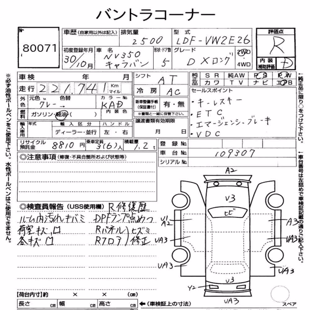 Notka aukcyjna: NISSAN NV350CARAVAN VAN 5D LONG DX TURBO