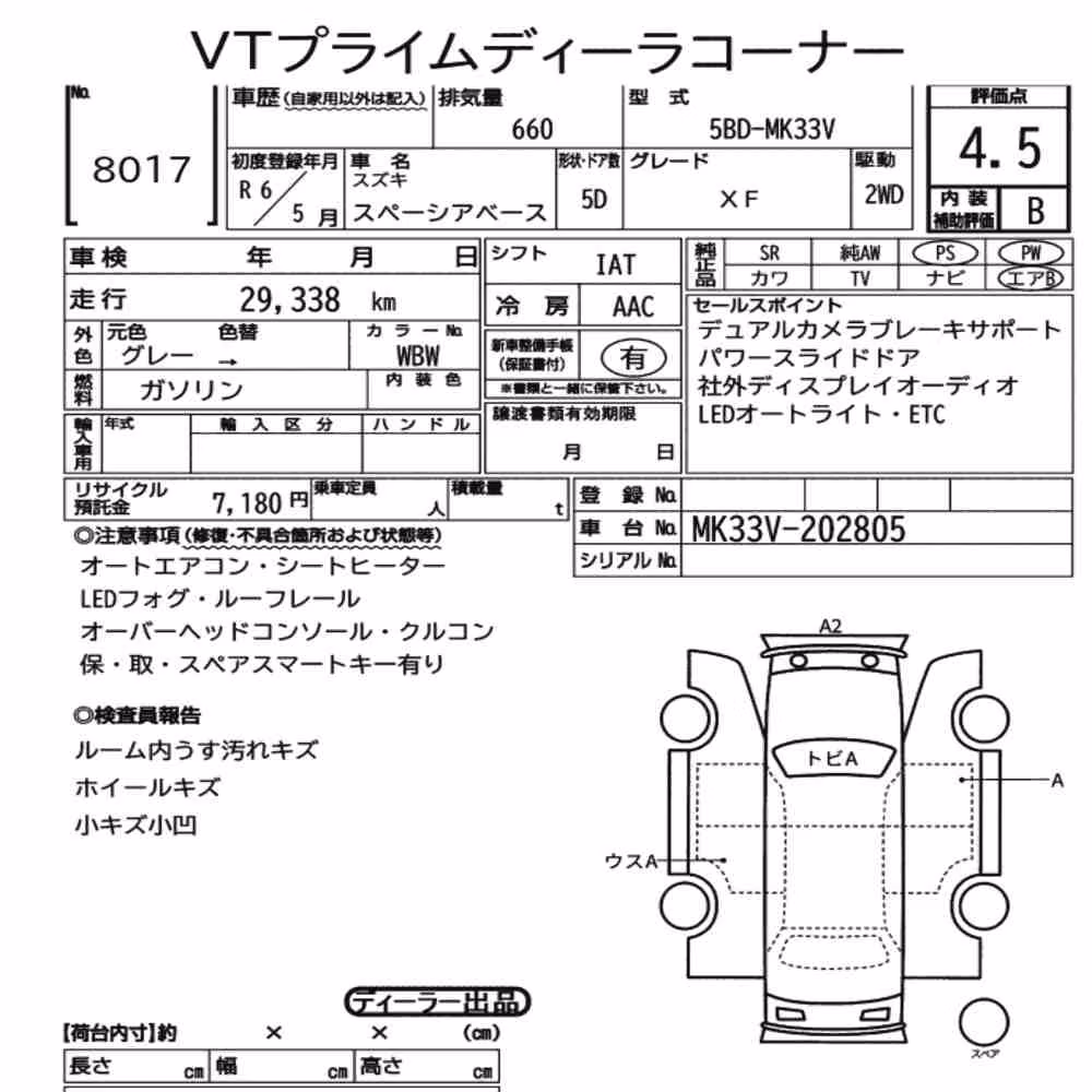 Notka aukcyjna: SUZUKI SPACIA BASE XF