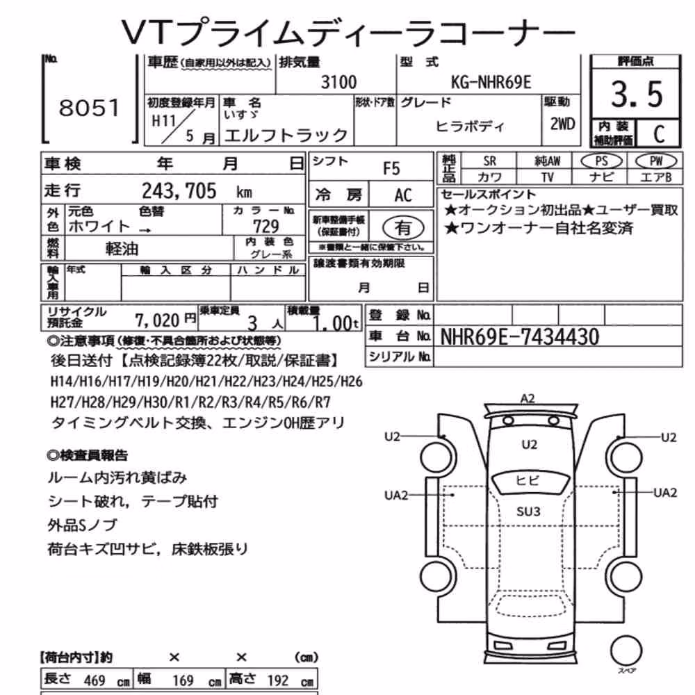 Notka aukcyjna: ISUZU ELF TRUCK FLAT DECK