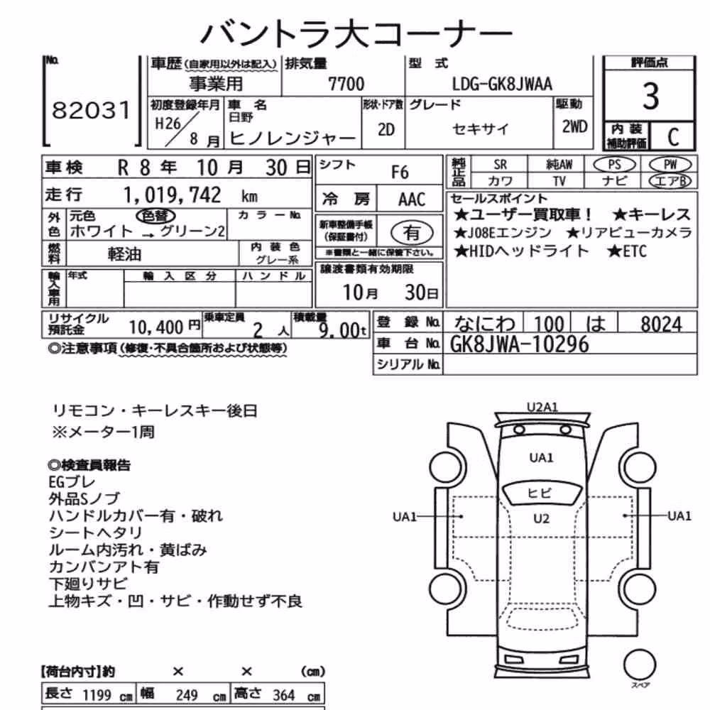 Notka aukcyjna: HINO HINO RANGER 2D LOADING VEHICLE