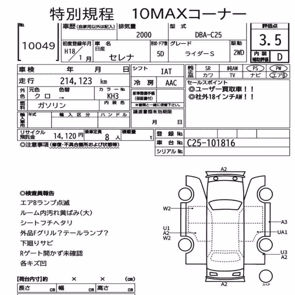 Notka aukcyjna: NISSAN SERENA 5D RIDER S