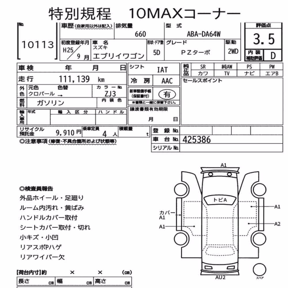 Notka aukcyjna: SUZUKI EVERY WAGON PZ TURBO