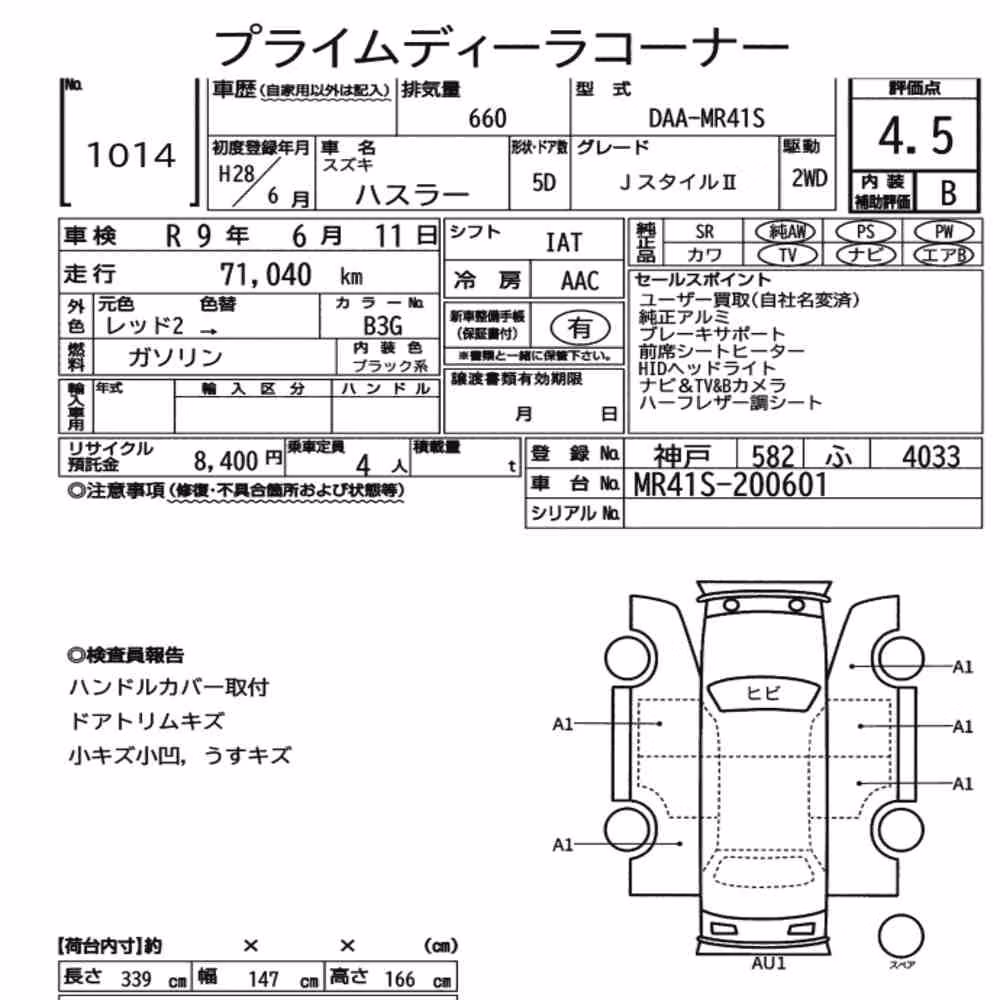 Notka aukcyjna: SUZUKI HUSTLER J STYLE Ⅱ