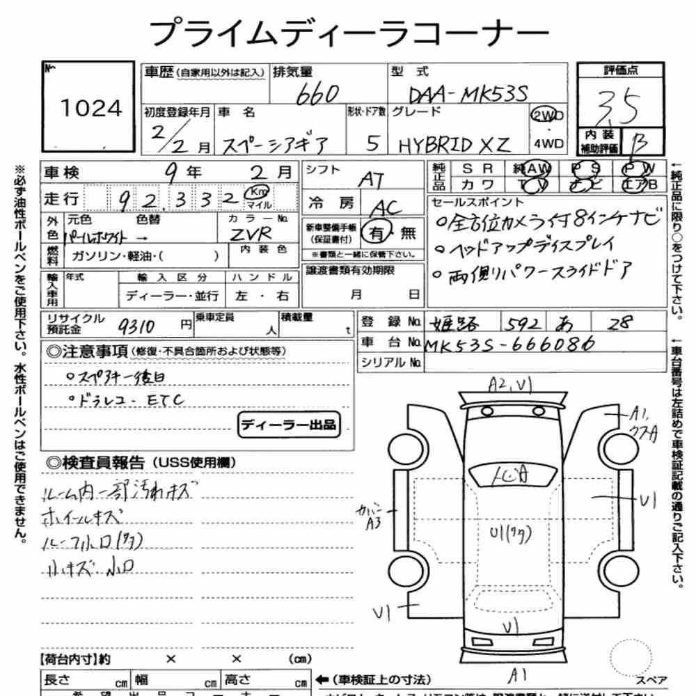 Notka aukcyjna: SUZUKI SPACIA GEAR HYBRID XZ