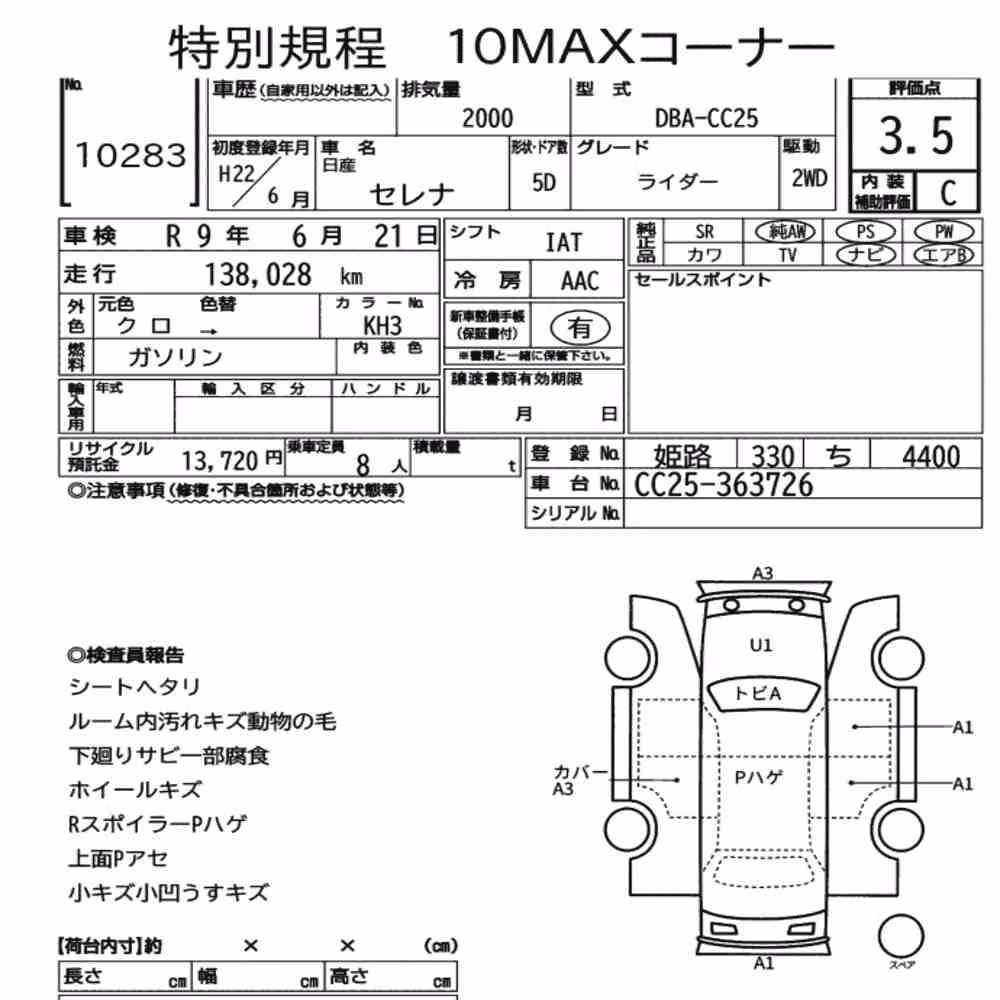 Notka aukcyjna: NISSAN SERENA 5D RIDER