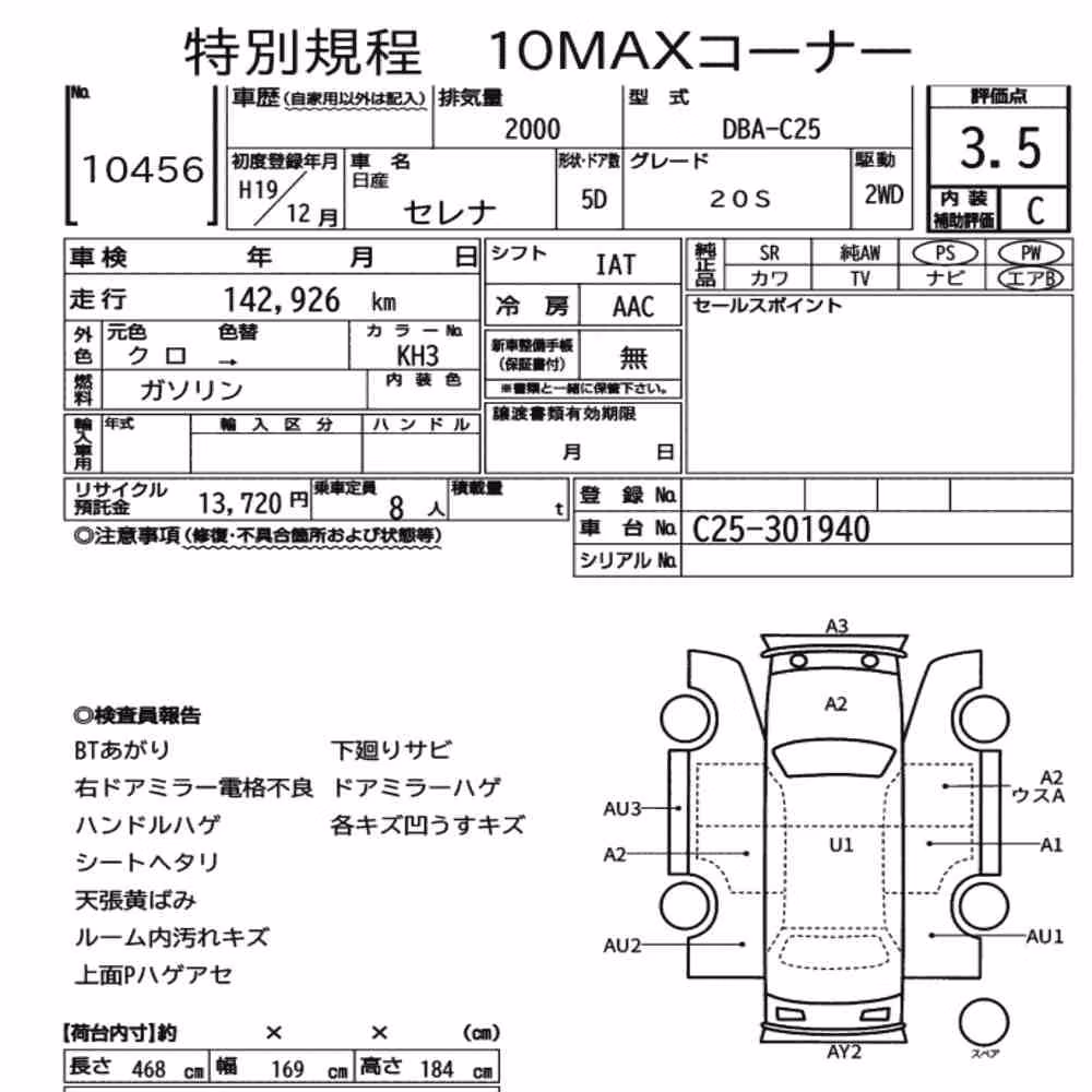 Notka aukcyjna: NISSAN SERENA 5D 20S