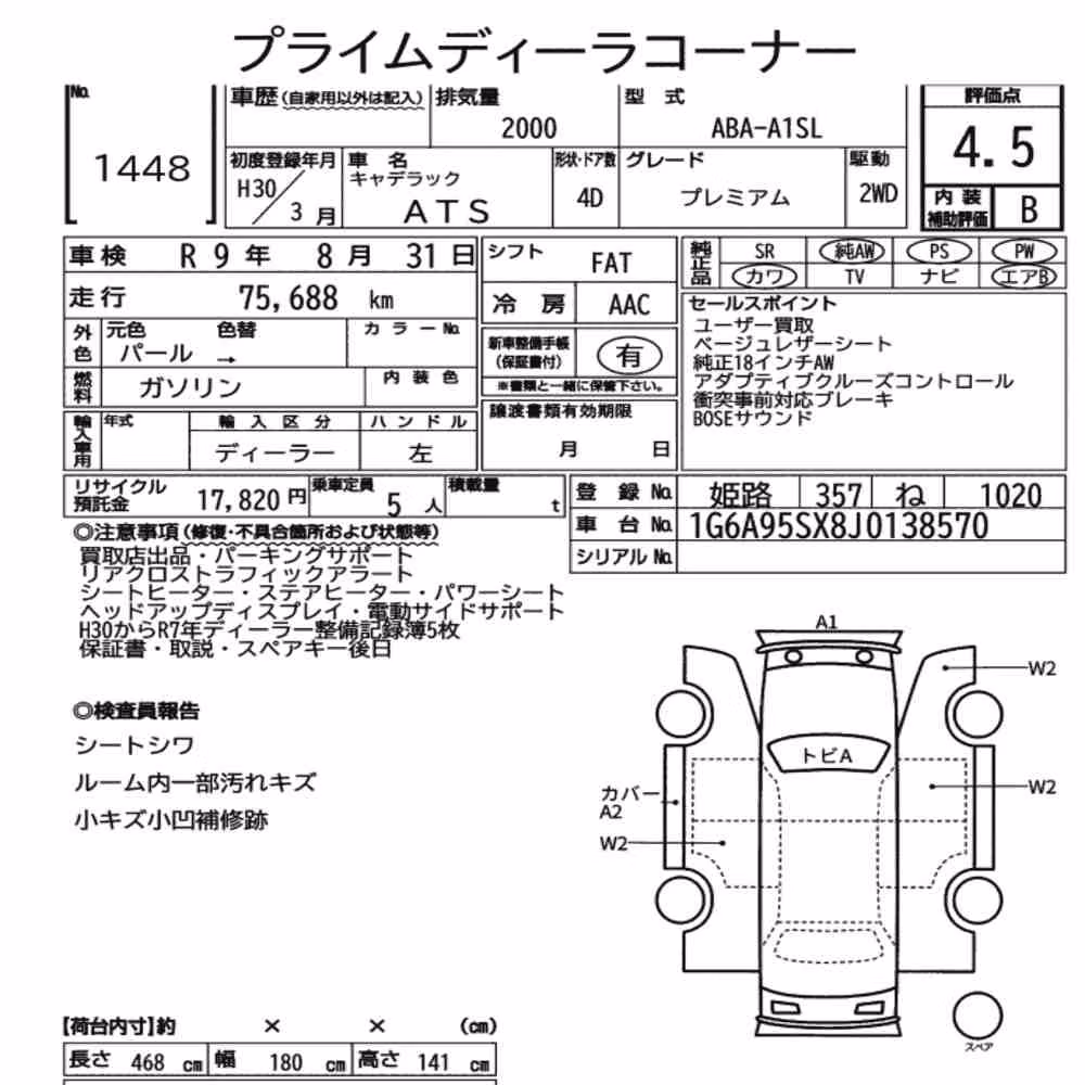 Notka aukcyjna: CADILLAC ATS PREMIUM