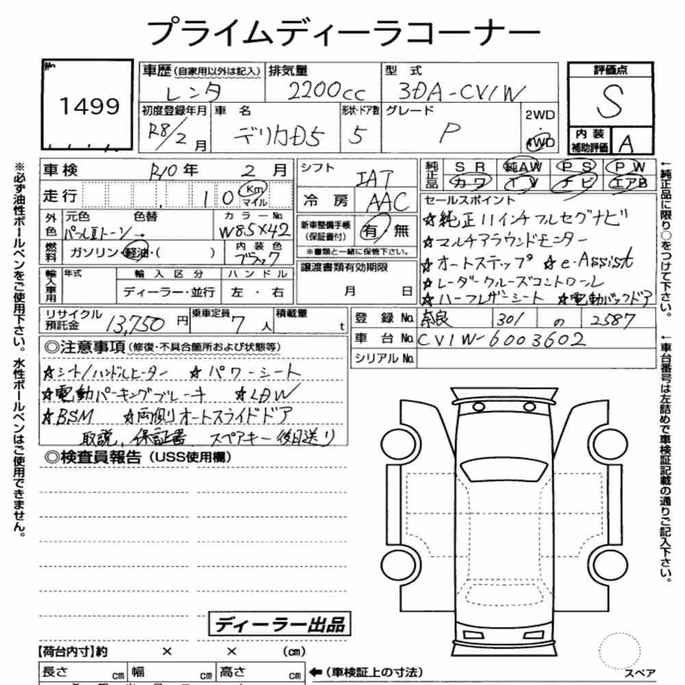 Notka aukcyjna: MITSUBISHI DELICA D:5 4WD P
