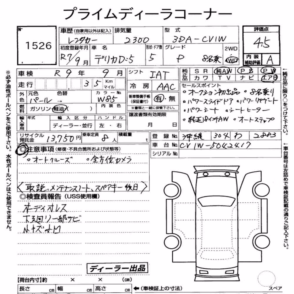 Notka aukcyjna: MITSUBISHI DELICA D:5 4WD P