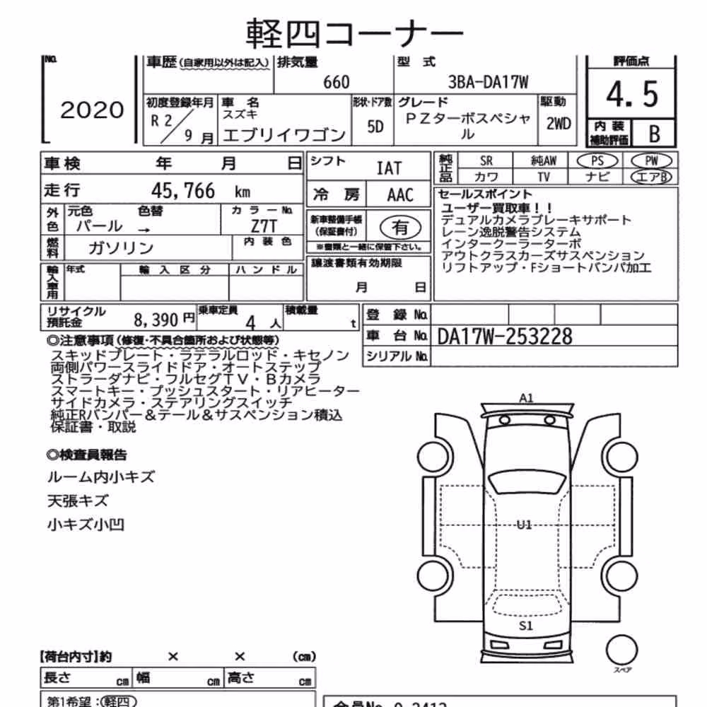Notka aukcyjna: SUZUKI EVERY WAGON PZ TURBO SPECIAL