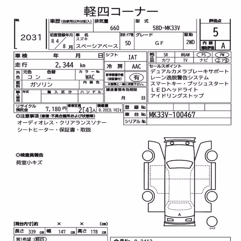 Notka aukcyjna: SUZUKI SPACIA BASE GF
