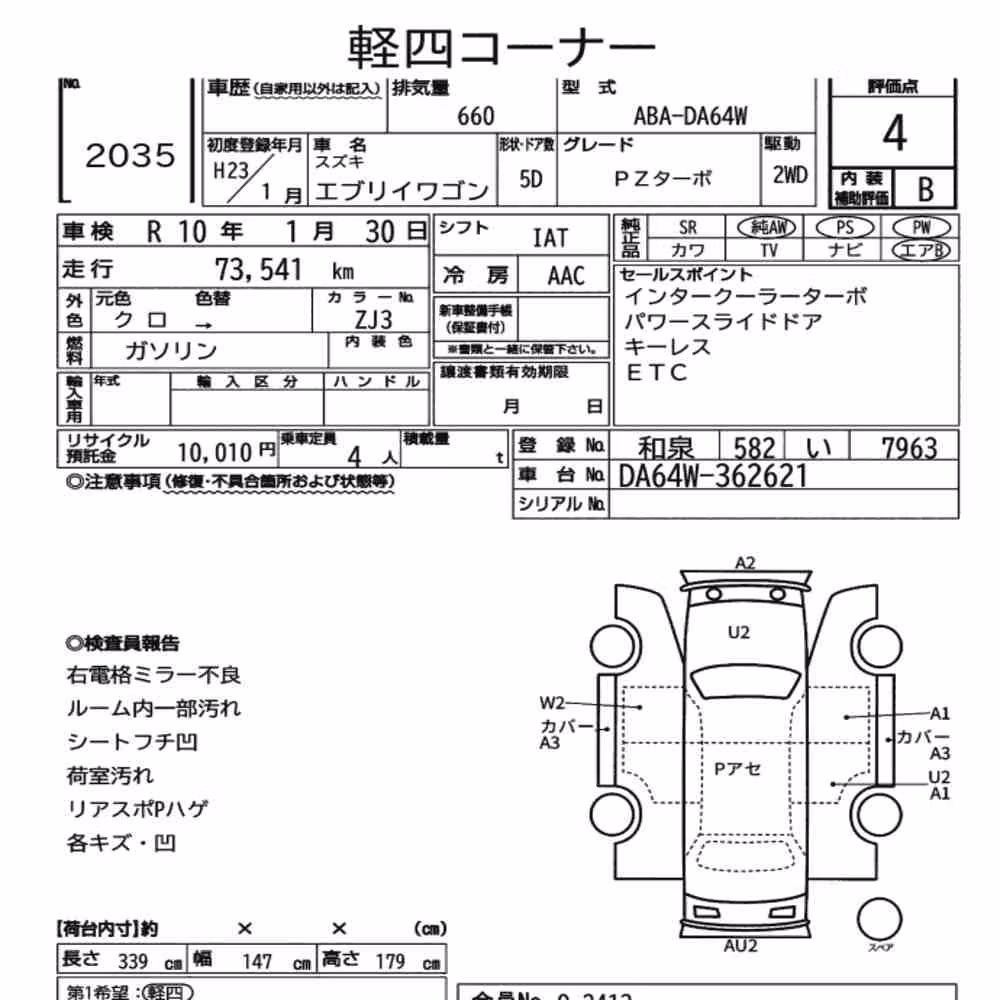 Notka aukcyjna: SUZUKI EVERY WAGON PZ TURBO