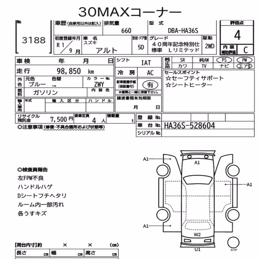 Notka aukcyjna: SUZUKI ALTO 5D 40TH ANNIVERSARY SPECIAL EDITION L LIMIT
