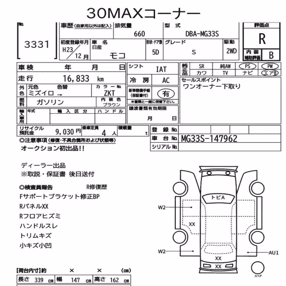 Notka aukcyjna: NISSAN MOCO S