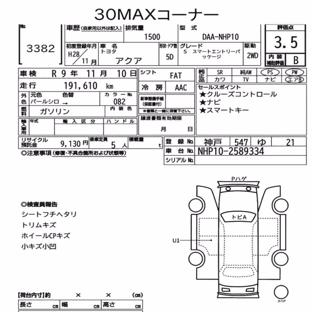 Notka aukcyjna: TOYOTA AQUA S SMART ENTRY PACKAGE