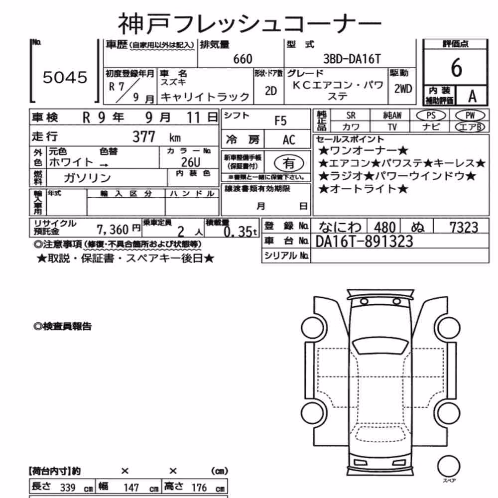 Notka aukcyjna: SUZUKI CARRY TRUCK KC AIR CONDITIONING POWER STEERING