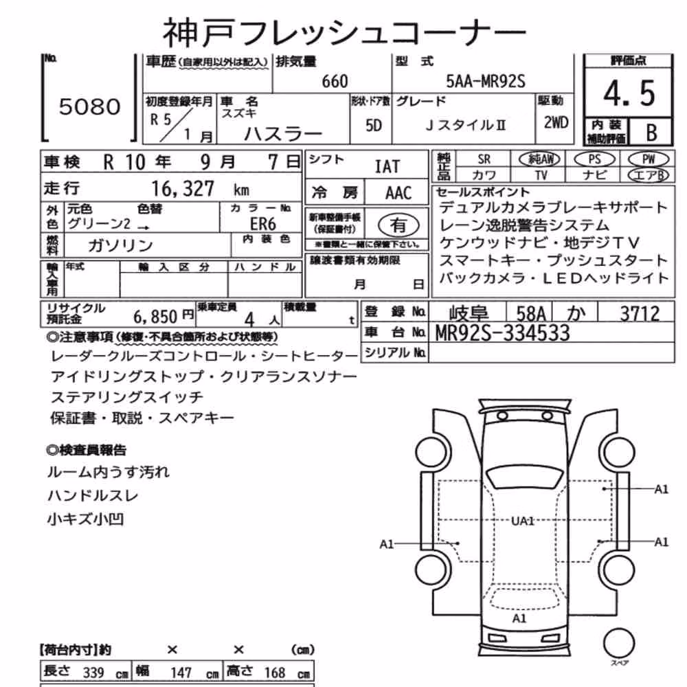 Notka aukcyjna: SUZUKI HUSTLER J STYLEⅡ