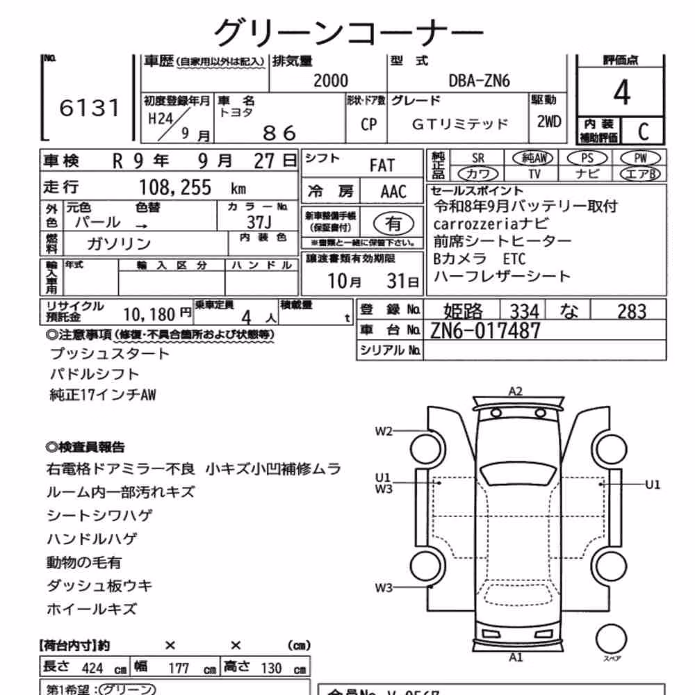 Notka aukcyjna: TOYOTA 86 GT LIMITED