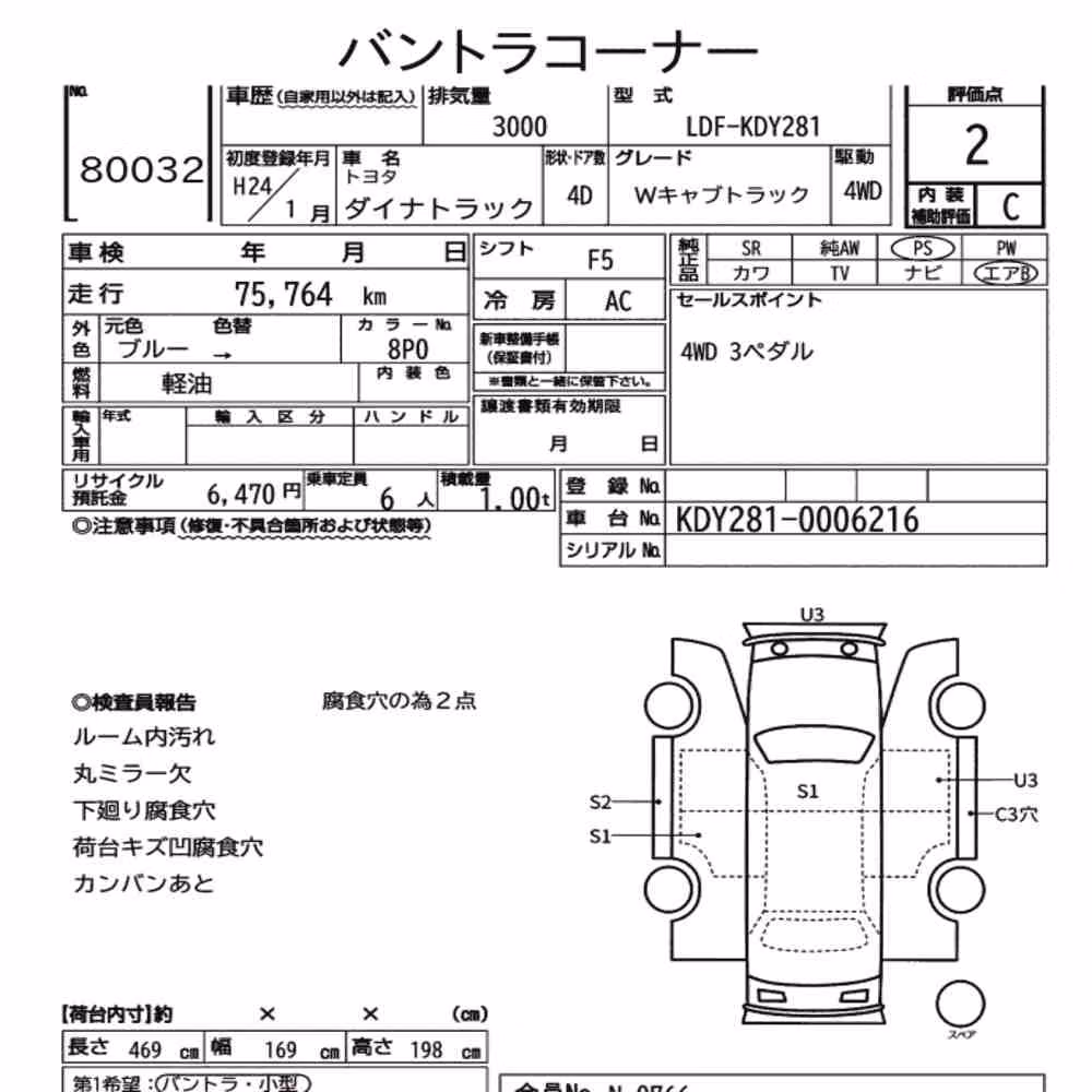 Notka aukcyjna: TOYOTA DYNA TRUCK 4D 4WD OTHERS