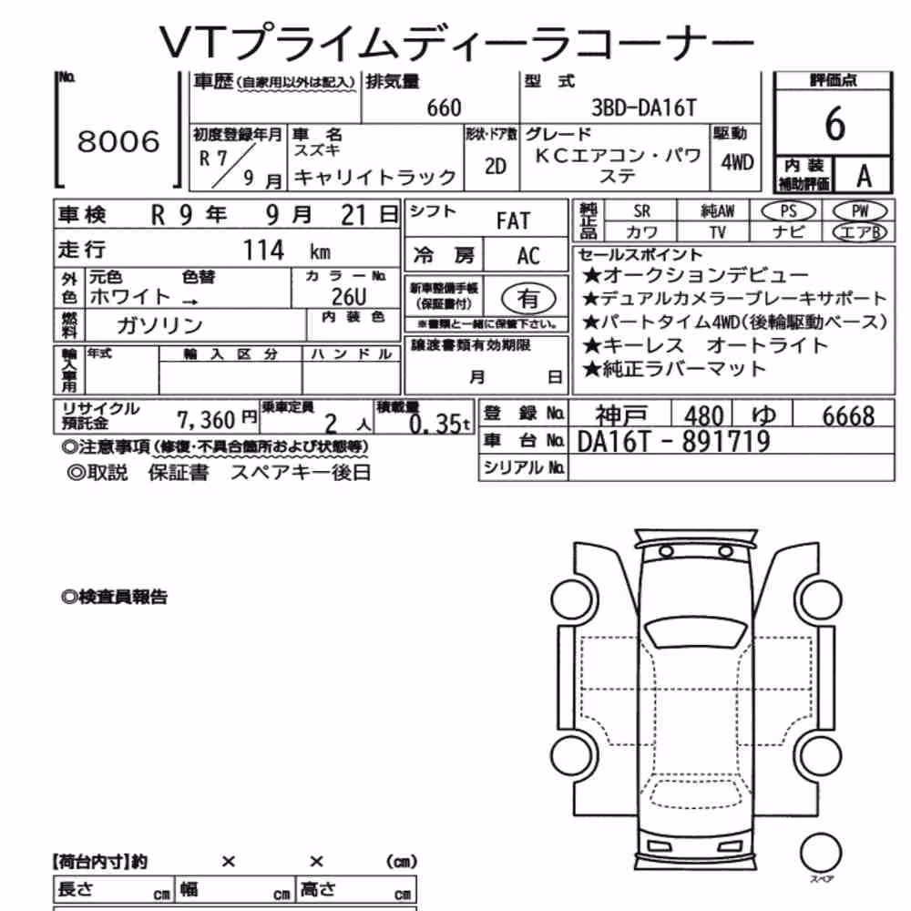 Notka aukcyjna: SUZUKI CARRY TRUCK 4WD KC AIR CONDITIONING POWER STEERING