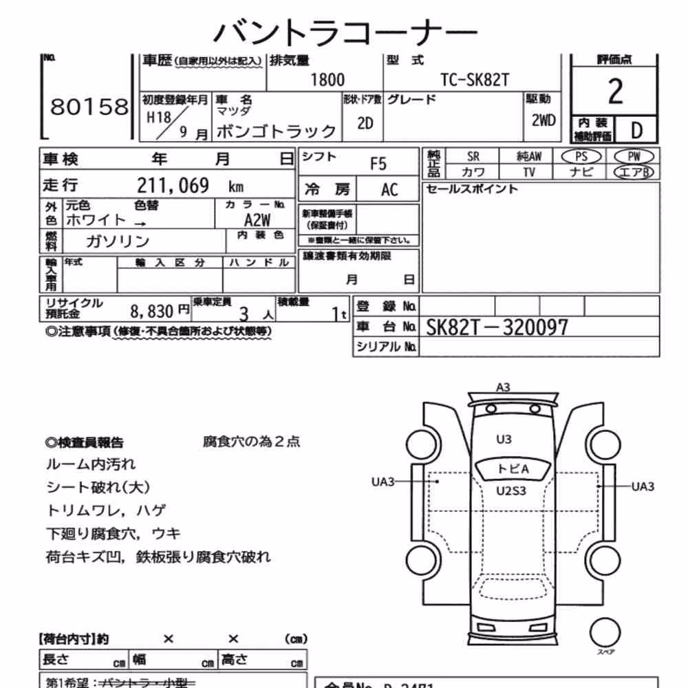 Notka aukcyjna: MAZDA BONGO TRUCK