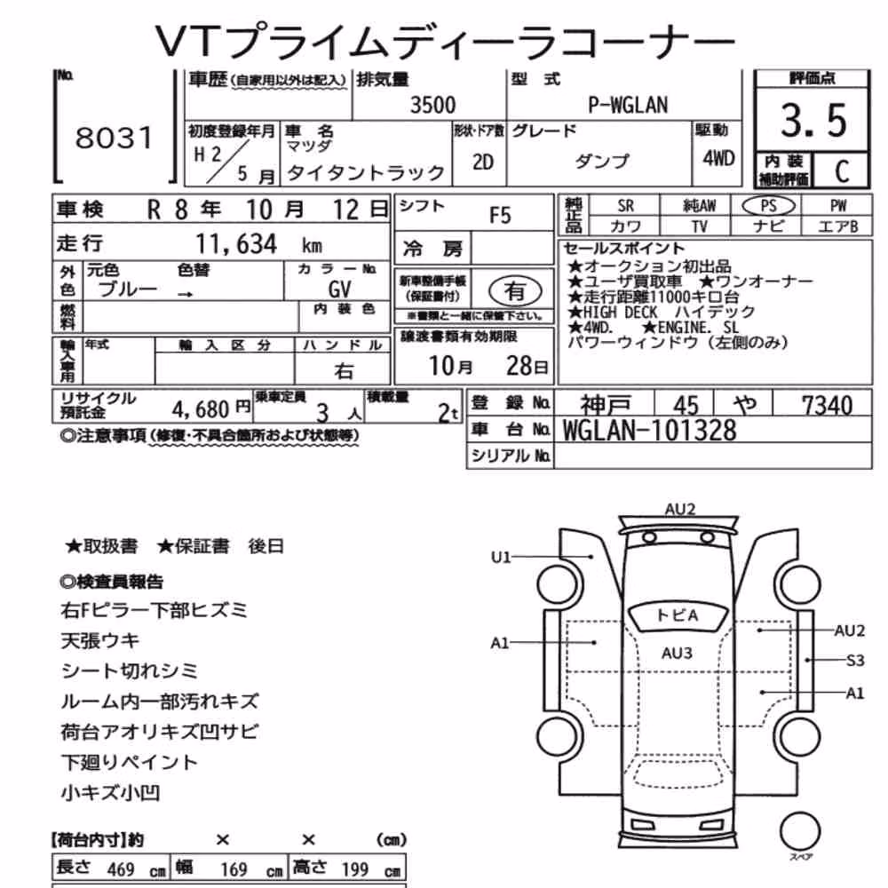 Notka aukcyjna: MAZDA TITAN TRUCK 2D 4WD DUMP