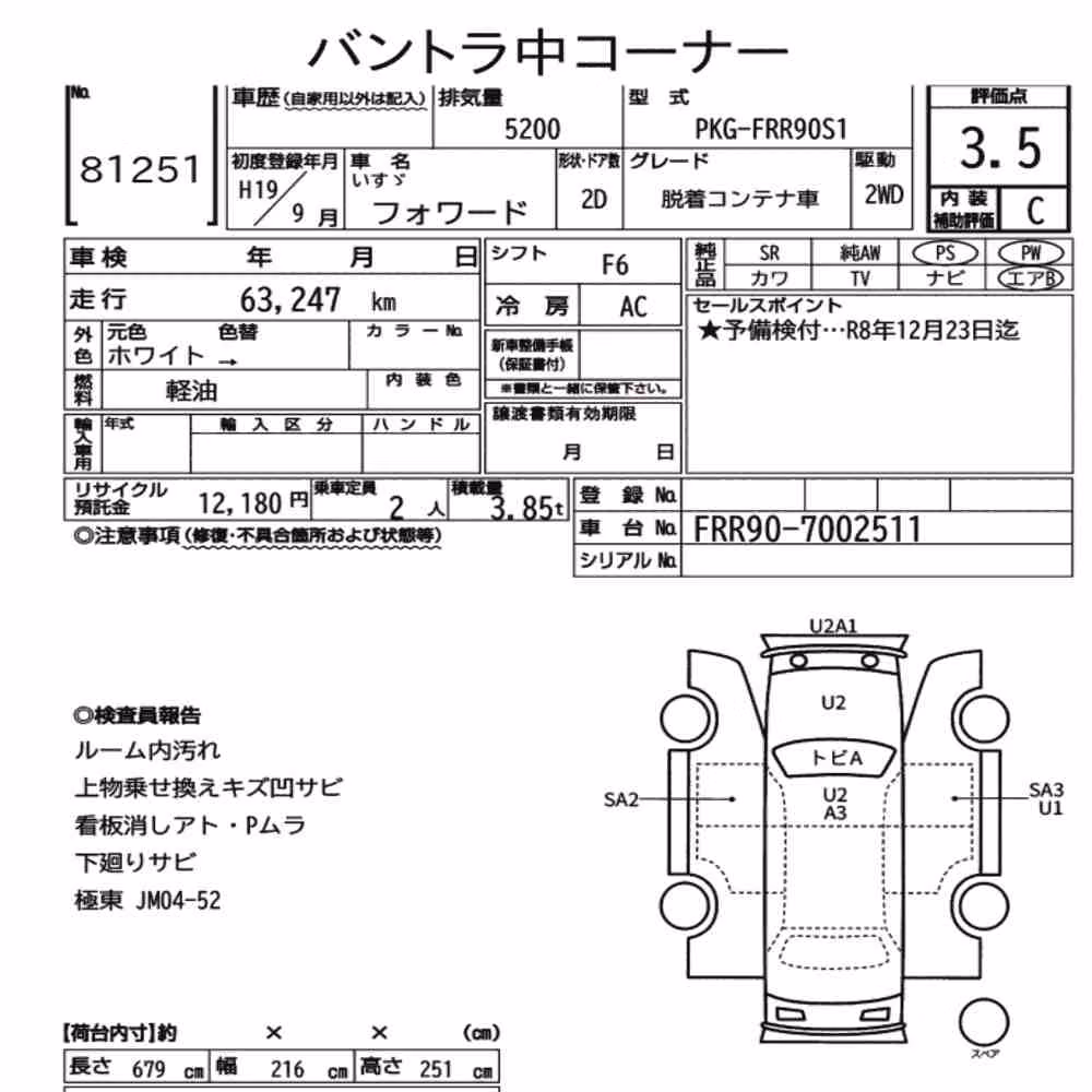 Notka aukcyjna: ISUZU FORWARD 2D OTHERS