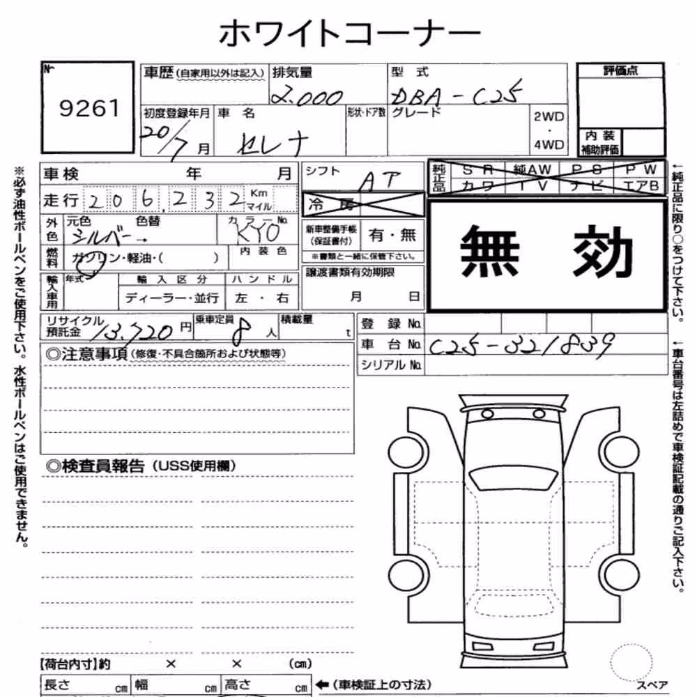 Notka aukcyjna: NISSAN SERENA 5D