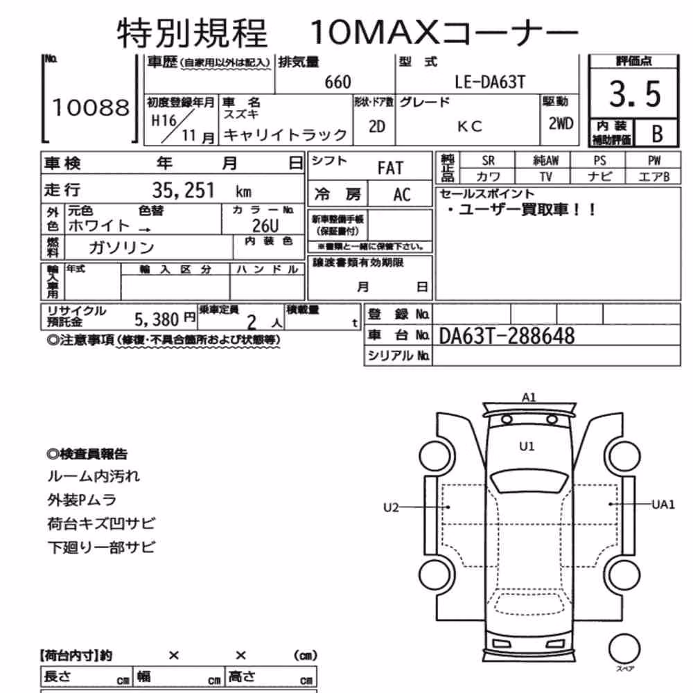 Notka aukcyjna: SUZUKI CARRY TRUCK KC