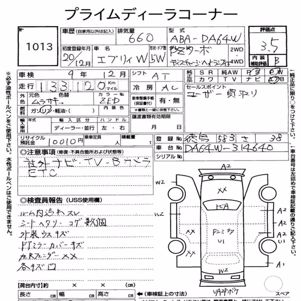 Notka aukcyjna: SUZUKI EVERY WAGON PZ TURBO