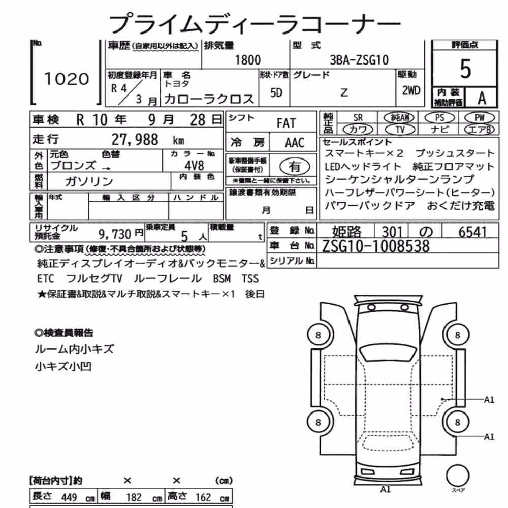 Notka aukcyjna: TOYOTA COROLLA CROSS Z